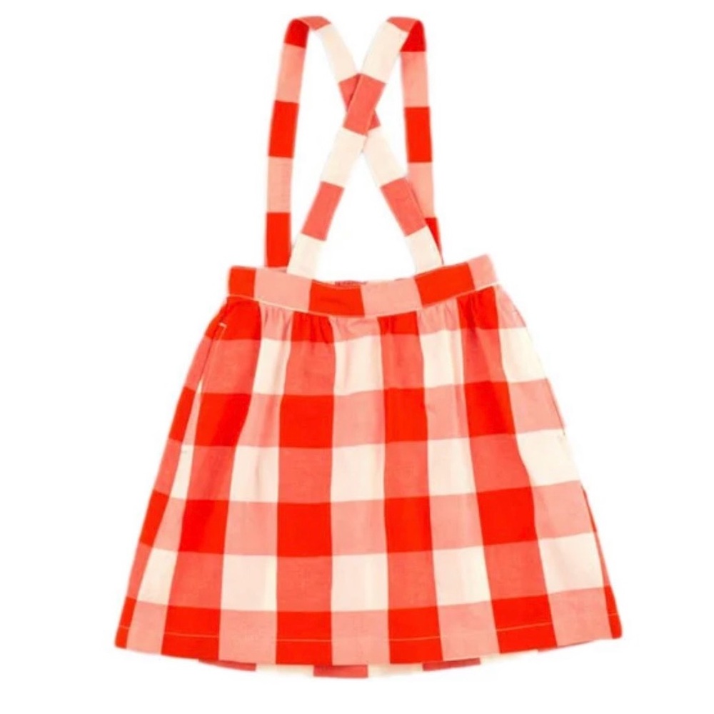 TinyCottons Red and White Checkered Suspender Skirt